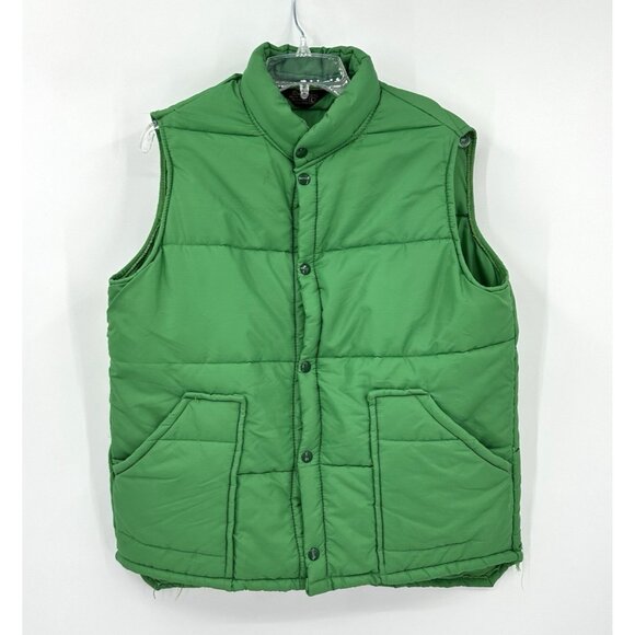 vintage 70s SWINGSTER puffer vest pockets nylon coat jacket retro green LARGE - Picture 2 of 8